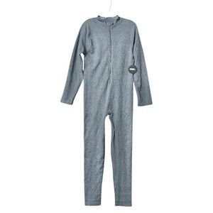C204 Gray Ribbed Zip Front Lounge Jumpsuit 2X-3X Skims Style Long Sleeve Romper